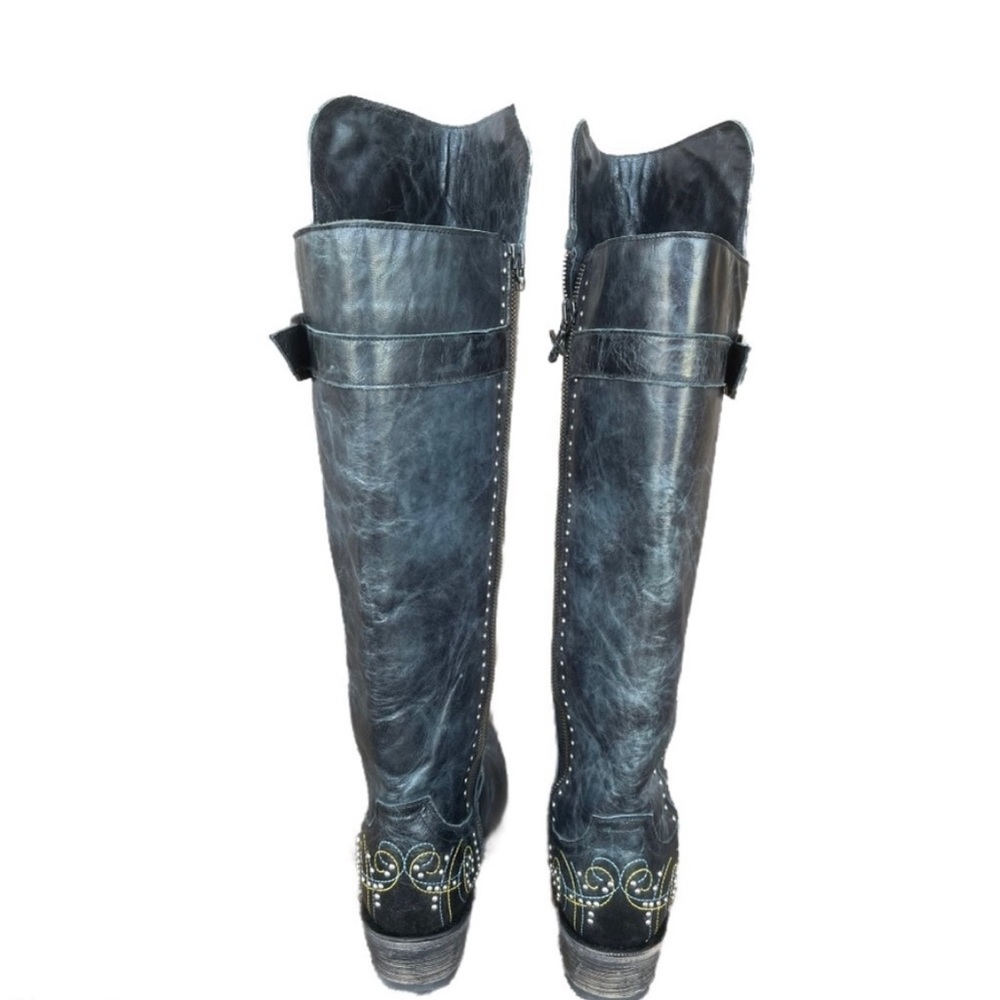 LANE Knee High Black Embroidered
Studded Boots - Picture 3 of 11